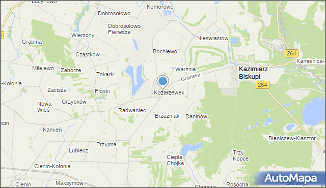 mapa Kozarzew, Kozarzew na mapie Targeo